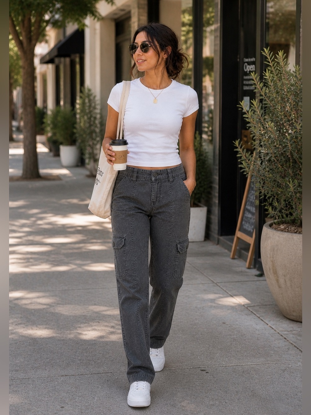 RICKIS Revolution Grey Wide Leg Cargo Stretch Utility Pants Sz 6 Pockets Y2K - Picture 15 of 16
